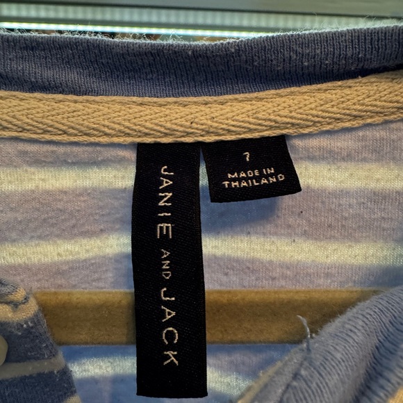 Janie and Jack Striped Blue and White Henley Shirt Size 7 - Picture 4 of 4